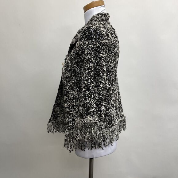 St. John Sport Women's Sweater Petite SP Black White Wool Blend - Picture 3 of 11